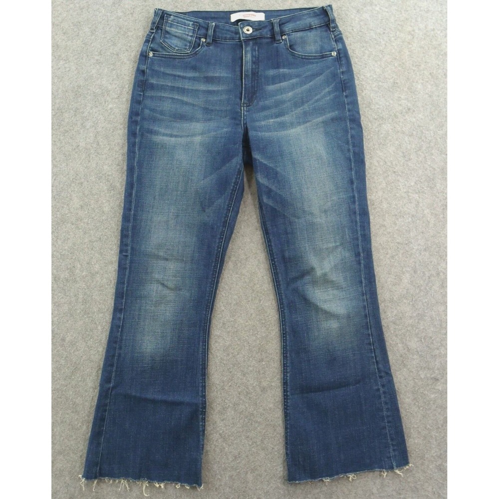 Scotch & Soda Jeans Womens 30 Blue Boot Cut Raw Hem High Rise Zip Fly Denim Logo